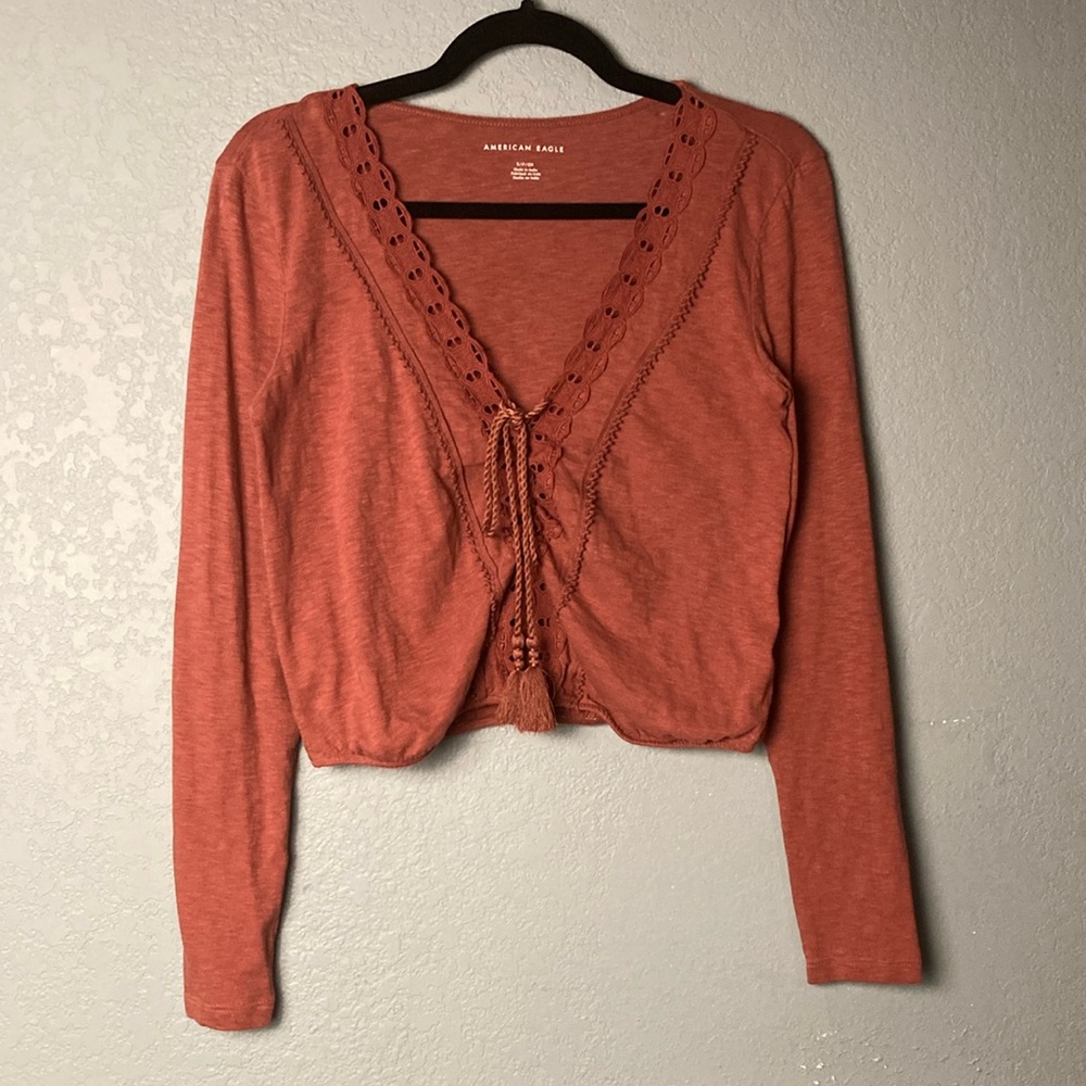 American Eagle Crochet Boho Top ~ Small ~ Dusty Rose
